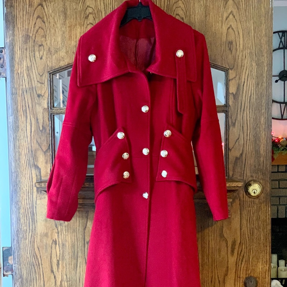 Military style long wool coat